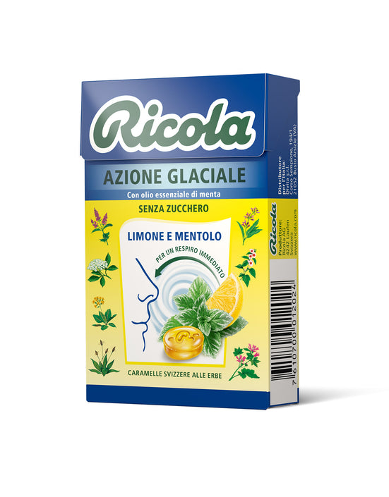 Astuccio 50g - Azione glaciale limone e mentolo (senza zucchero)